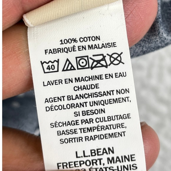 L.L. Bean Women's 3X Wrinkle Free Shirt Navy Blue Polka Dot Button Front 3/4 - Picture 5 of 10